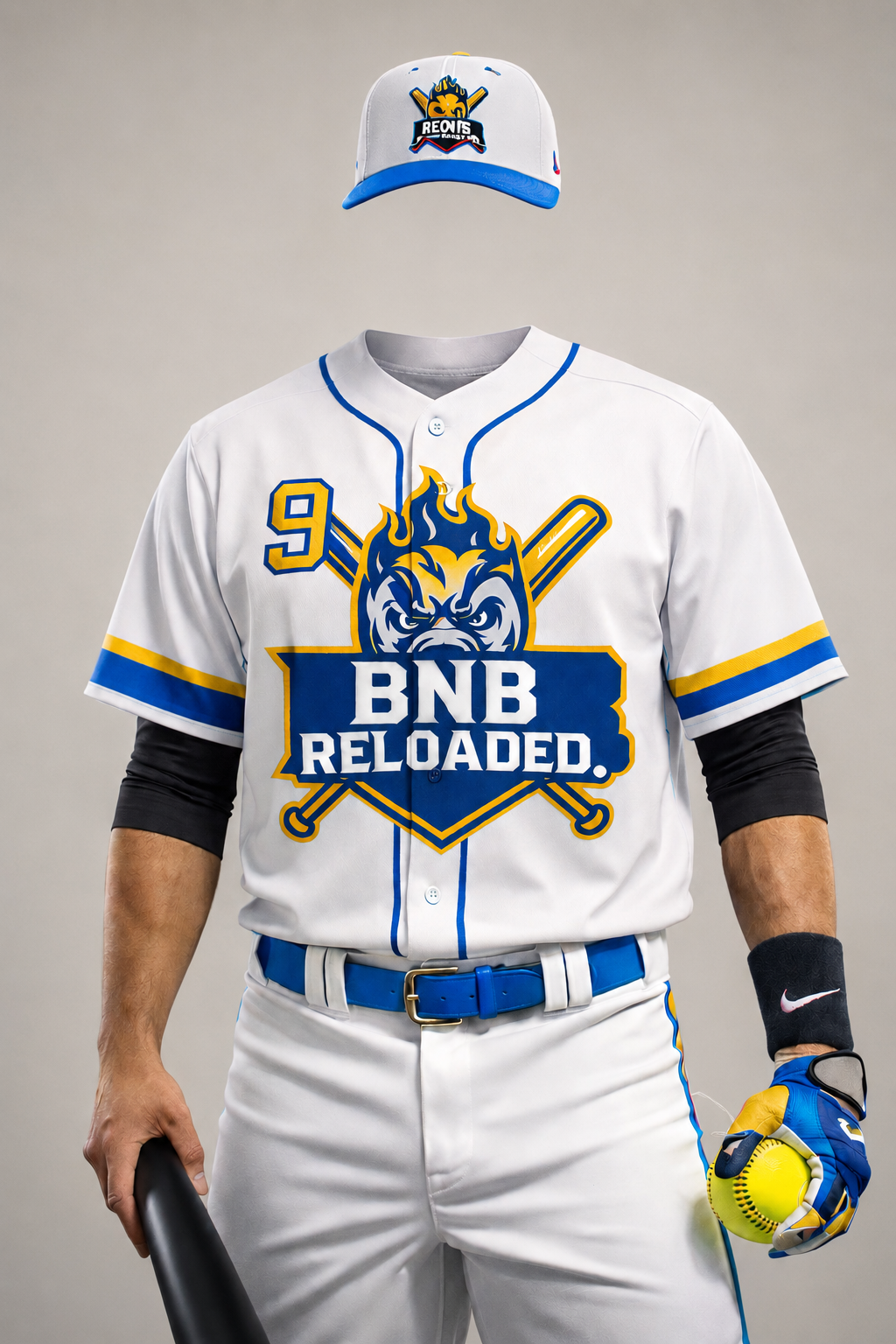 Custom white and blue baseball jersey